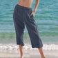 Loose Solid Color Cropped Pants Casual Pants For Women