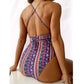 New Bohemian Swimsuit Deep V Strap One-piece Swimsuit For Women