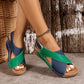 Colorblock-crossed  Wedges Sandals Summer Fashion Fish Mouth Platform Roman Shoes For Women