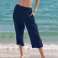 Loose Solid Color Cropped Pants Casual Pants For Women