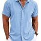 Men's Solid Color Loose Linen Short-sleeved T-shirt