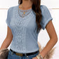 Women's Lace Splicing Short Sleeve Crew Neck T-Shirt Summer Loose Fit Casual Tee Top