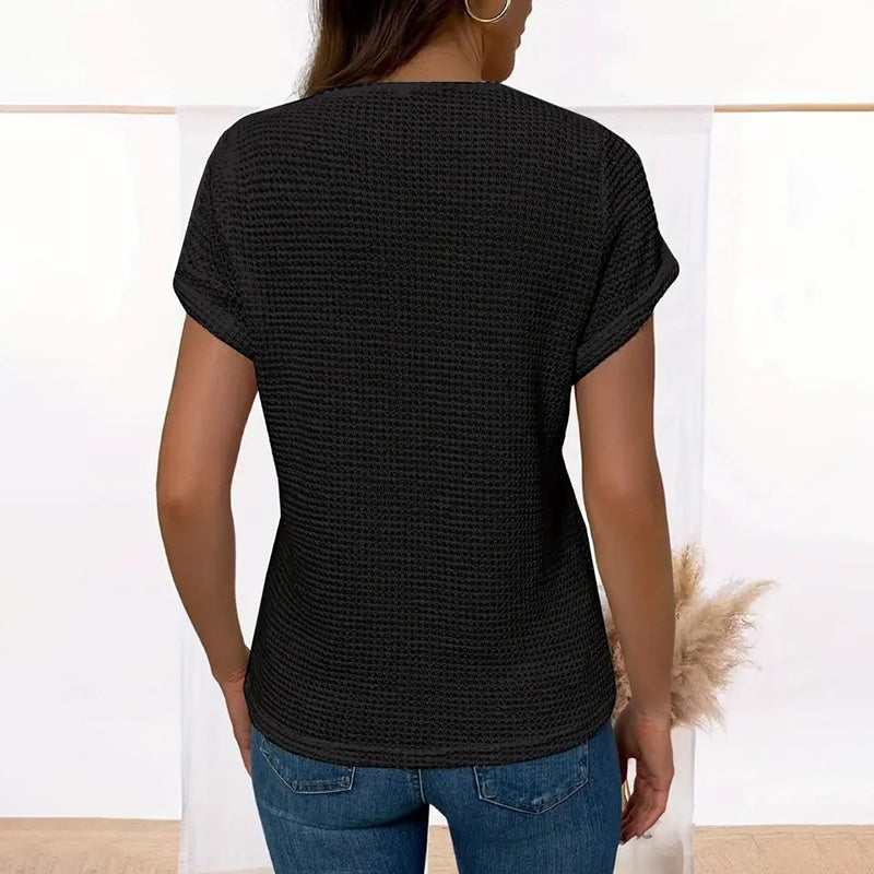 Women's Lace Splicing Short Sleeve Crew Neck T-Shirt Summer Loose Fit Casual Tee Top