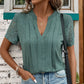 Lace Stitching T-shirt V-neck Casual T-shirt Top For Women